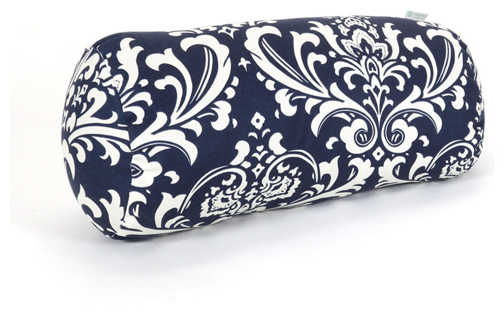 Navy Blue French Quarter Round Bolster Pillow 18.5x8 Contemporary