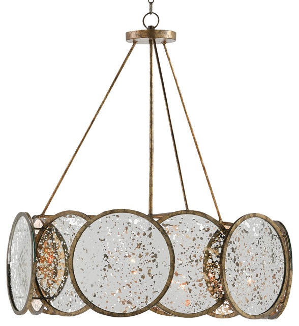 Forman Modern Industrial Bronze Antique Mirror Ring Chandelier