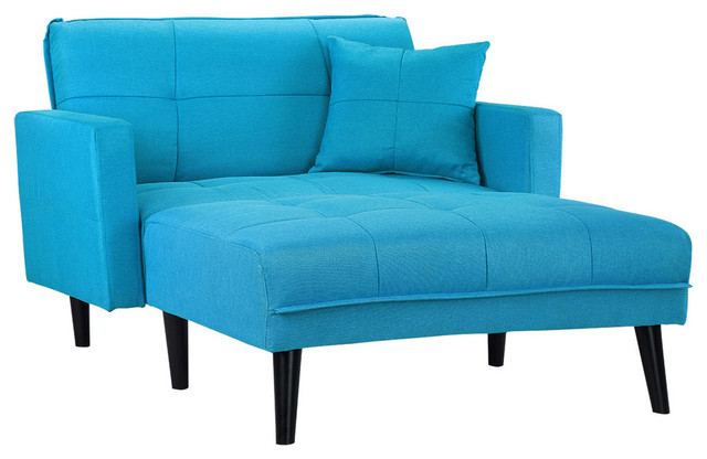 Modern Linen Fabric Recliner Sleeper Chaise Lounge Futon Sleeper