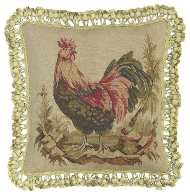 Aubusson Throw Pillow Square 22"X22" Red Traditional Decorative