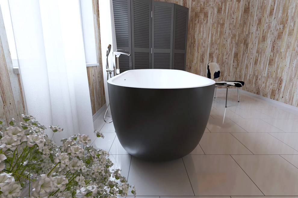 Corelia Черно-Белая Каменная Ванна от Viva Lusso