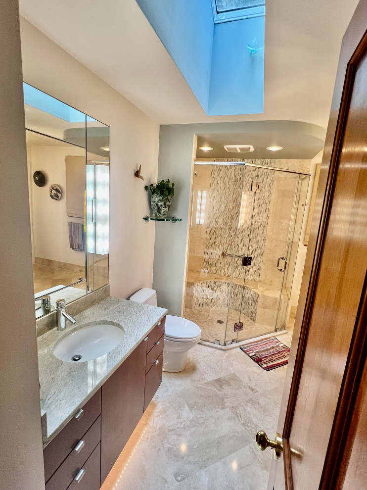 Glass Tile Waterfall Bath