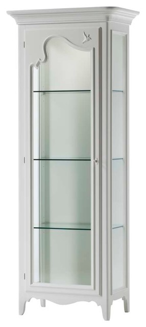 White Wooden Cabinet With 1 Glass Door, Opening on Right