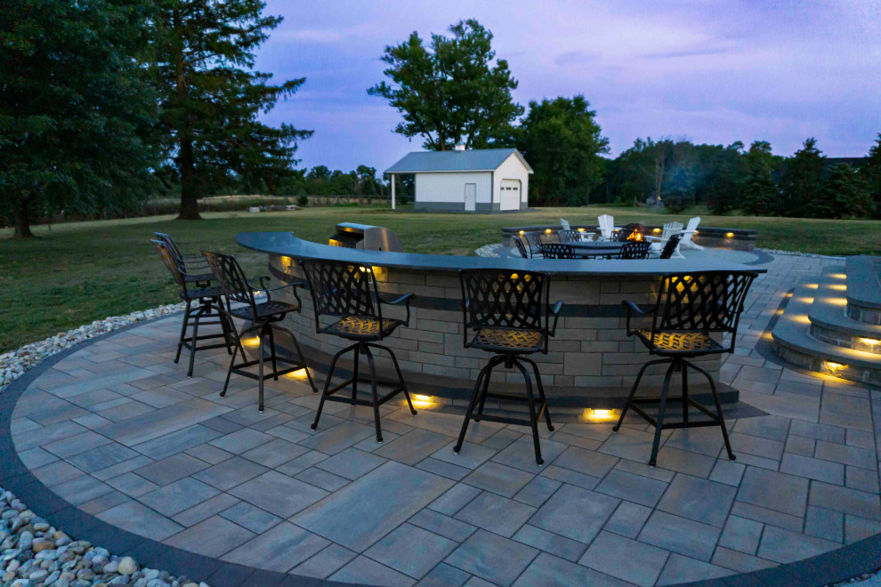 Cream Ridge, NJ: Outdoor Kitchen and Paver Patio with Firepit Area