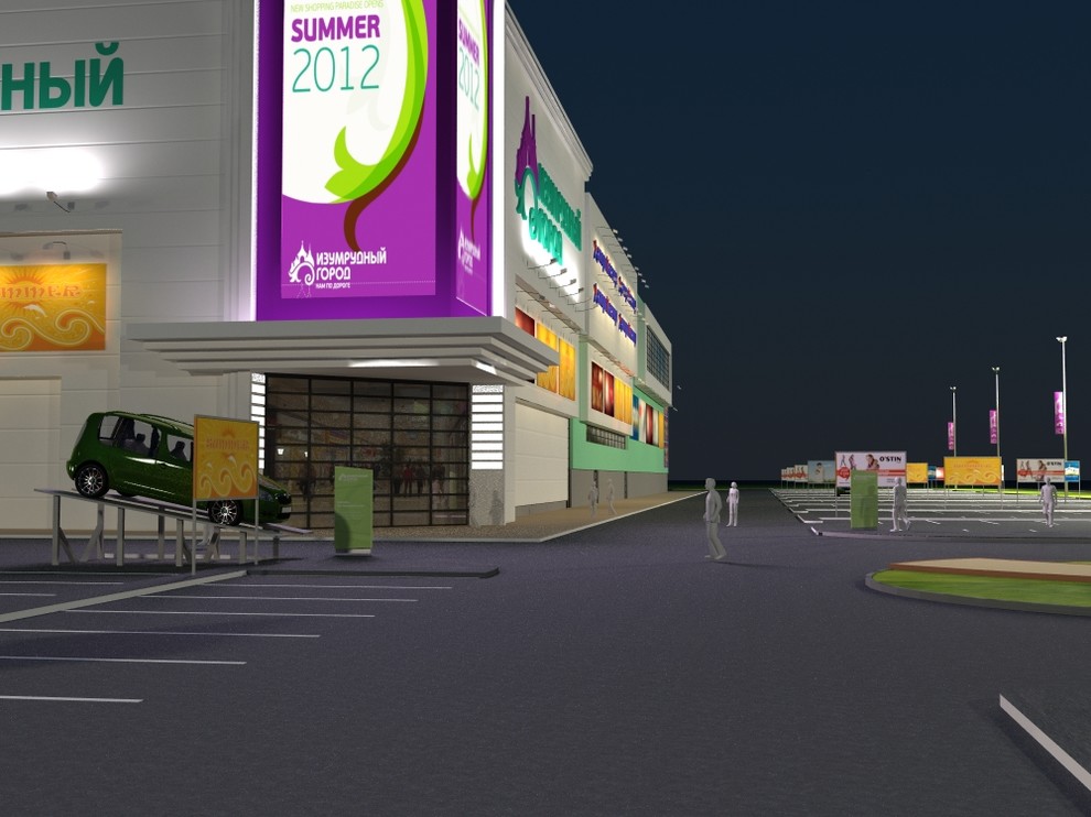 Разработка мест размещения рекламоносителей на фасаде ТЦ Изумрудный город