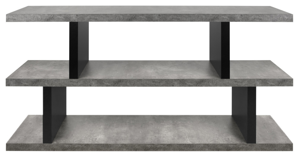 Modern Grey Faux Concrete Short Low Display Shelves Industrial