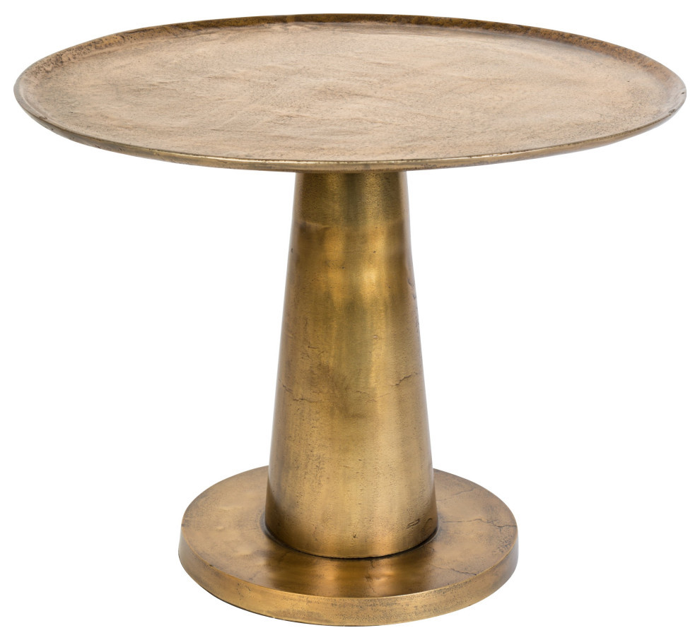 Round Brass Pedestal End Table Dutchbone Brute Contemporary Side
