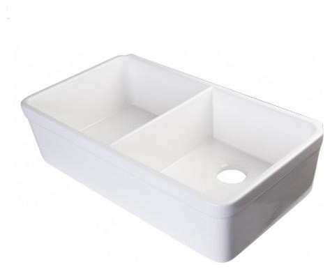 ALFI brand  32" Double Bowl Fireclay Undermount Kitchen Sink in White
