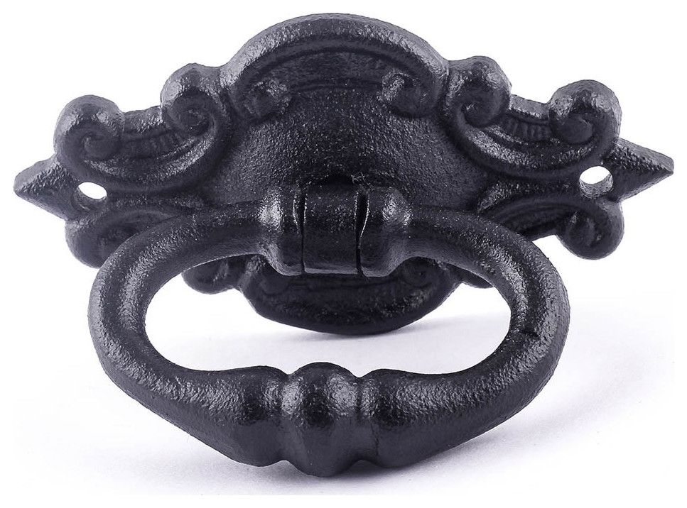 Black Cast Iron Drawer Ring Pull Handle 3 1/8" Small Pull With