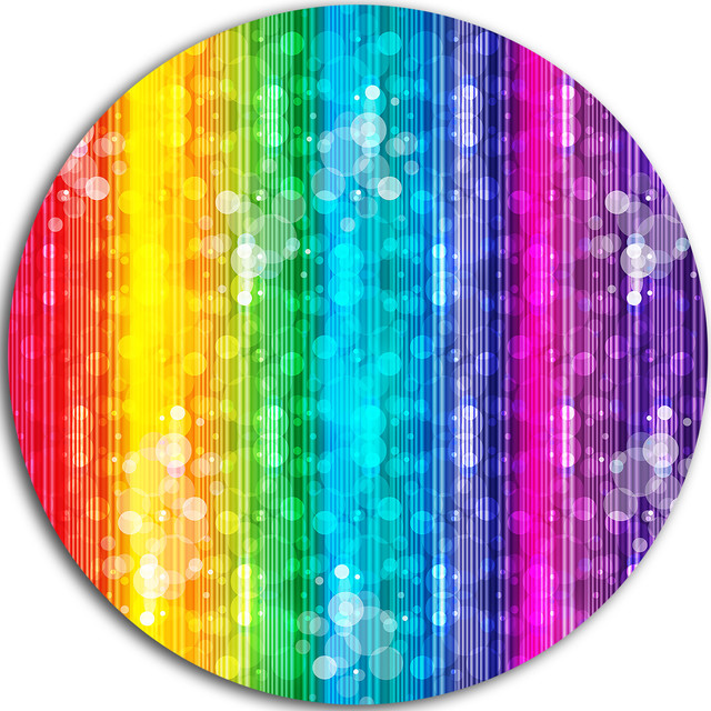 Rainbow Effects Illustration, Abstract Large Disc Metal Wall Art