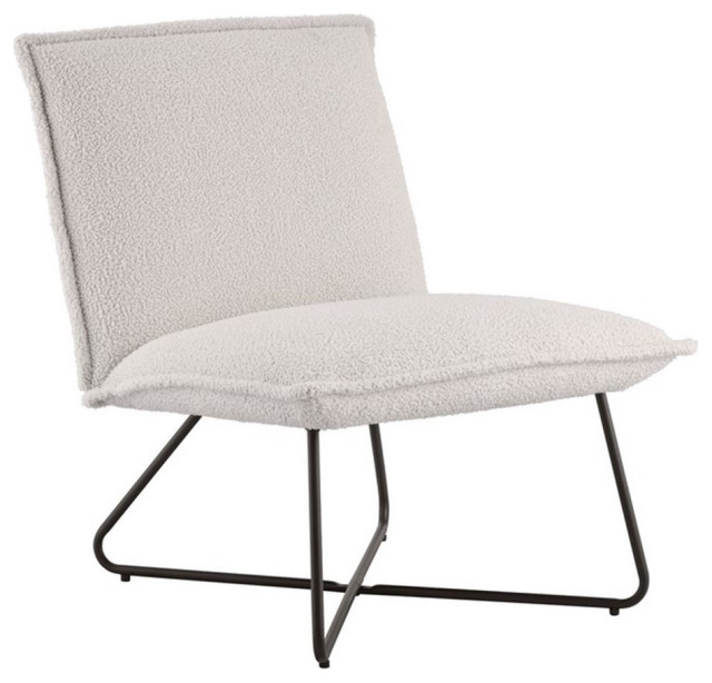 Linon Mavis Metal Upholstered Chair in Black and Natural