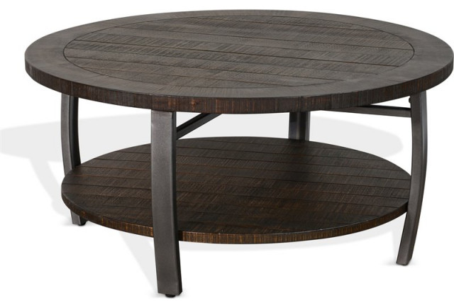 Sunny Designs Homestead 38" Mahogany Wood & Metal Coffee Table in Tobacco Leaf
