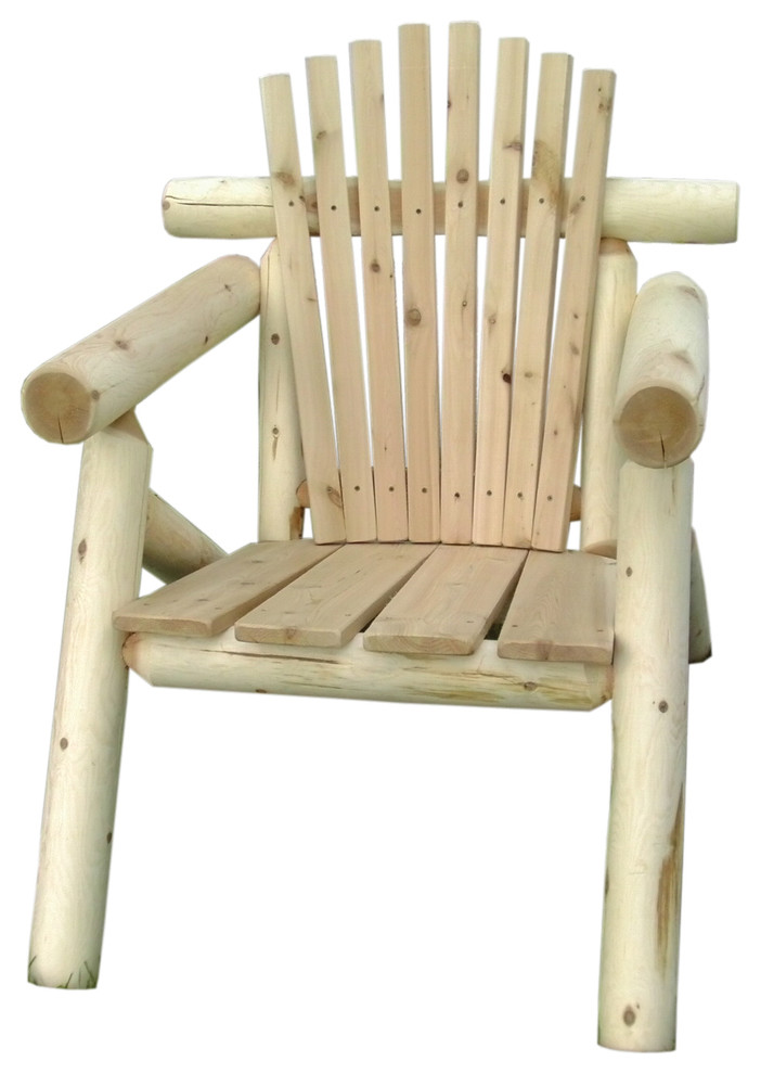 White Cedar Log Outdoor Adirondack Chair Rustic Chairs By Furniture Barn Usa Houzz - Cedar Log Patio Chair