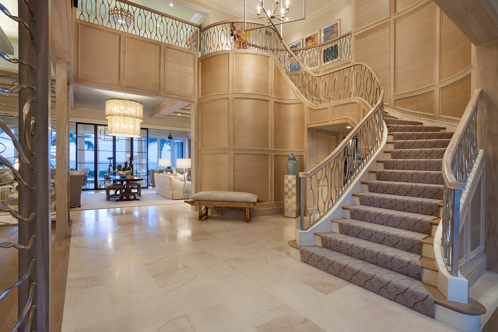 Expansive transitional foyer in Miami.
