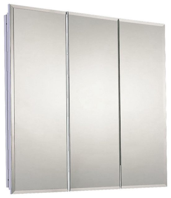 Tri-View Series Medicine Cabinet, 36"x36", Beveled Edge, Partially Recessed