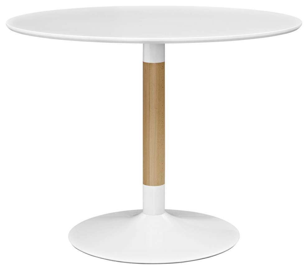 Round Lacquered Mdf Dining Table, White Contemporary Dining Tables
