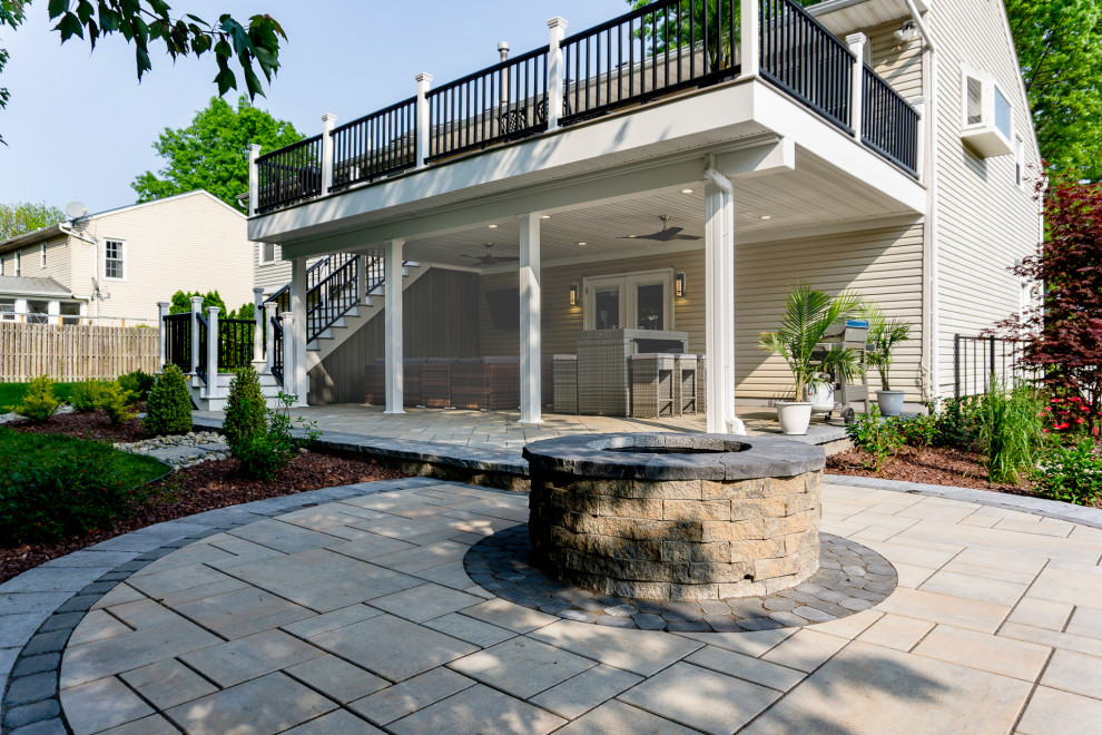 Freehold, NJ: Deck & Paver Patio Installation with Fire Feature & Landscaping
