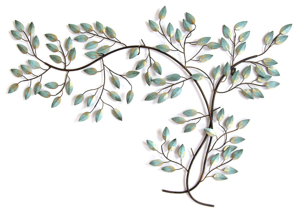 Patina Tree Branch Metal Wall Decor Contemporary Metal Wall Art