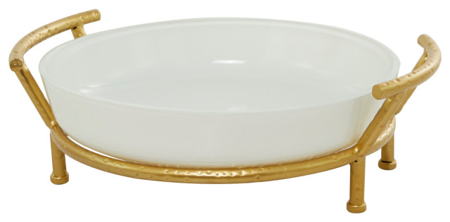 Modern White Glass Serving Bowl 562571