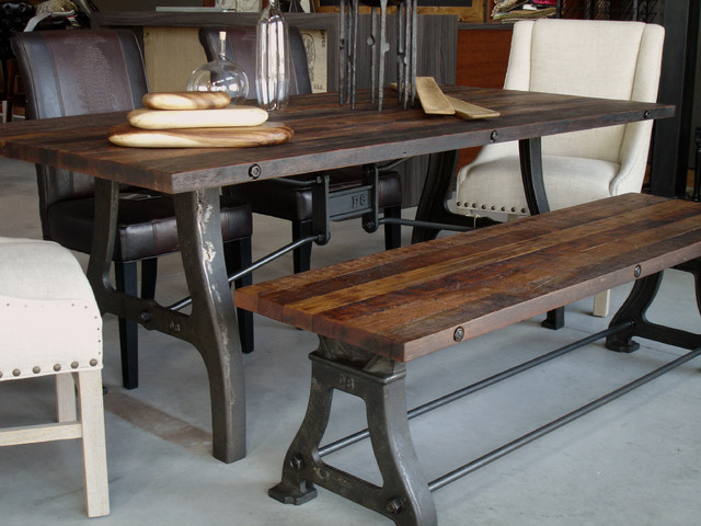 Industrial reclaimed wood dining table - Industrial ...