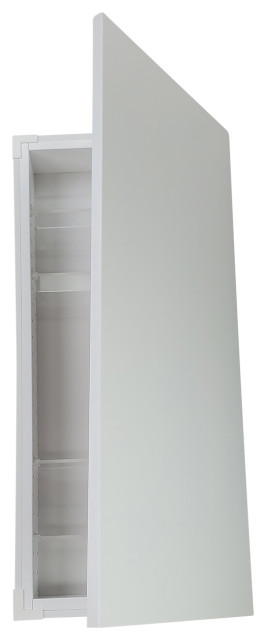 Gables Slab Panel Frameless Recessed Bathroom Medicine Cabinet 14x22, White Enam