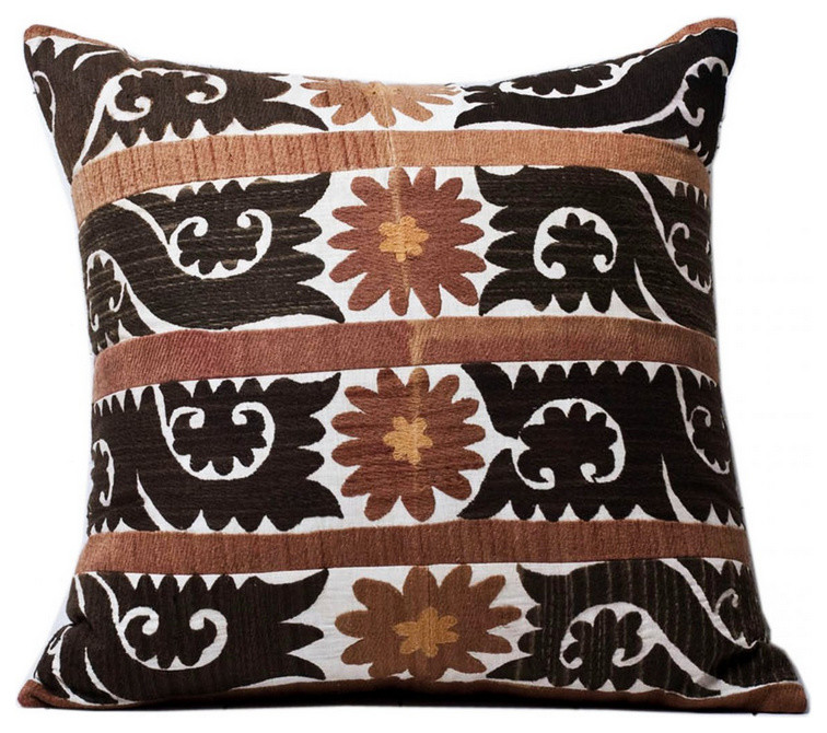 "Consigned" Vintage Tribal Band Suzani Accent Pillow Circa 1950