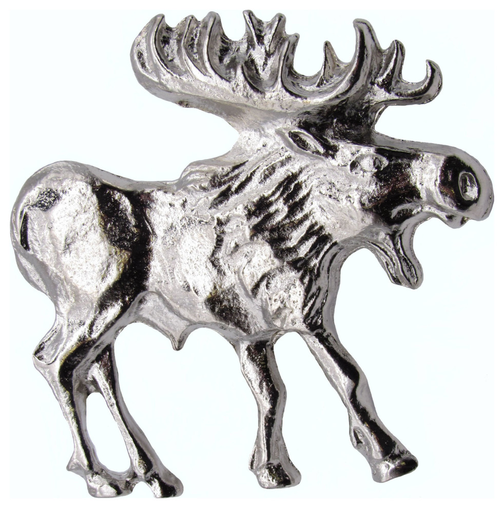 Walking Moose Right Facing Cabinet Knob, Nickel