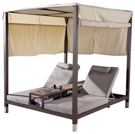 Amber Modern Outdoor Double Daybed With Canopy