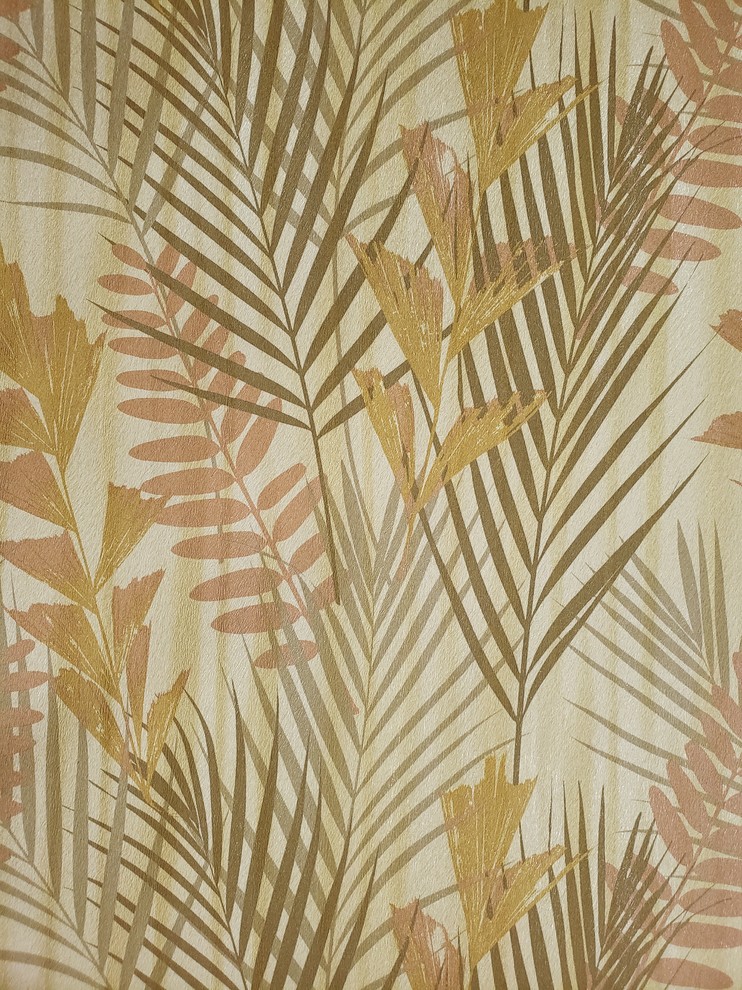 Textured Wallpaper Gold Metallic Floral Tropical Palm Leaves Trees