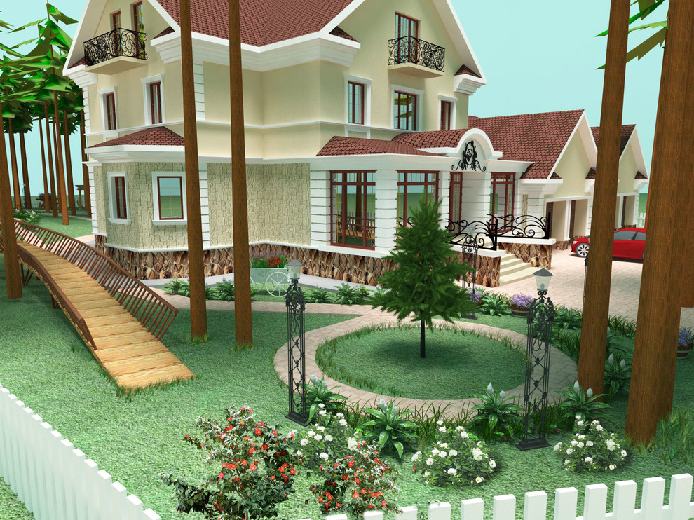 Ландшафтный дизайн площадки около частного дома