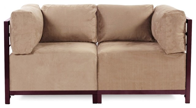 Microsuede Sandstone Axis 2-Piece Sectional - Mahogany Frame