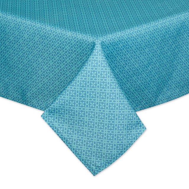 Storm Blue Tonal Lattice Print Outdoor Tablecloth 60X84 - Contemporary ...