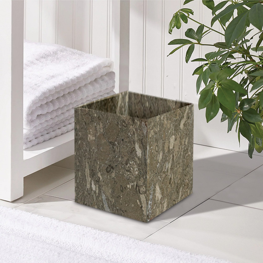 Polished Marble Bathroom Wastebasket - Contemporary - Wastebaskets - by ...