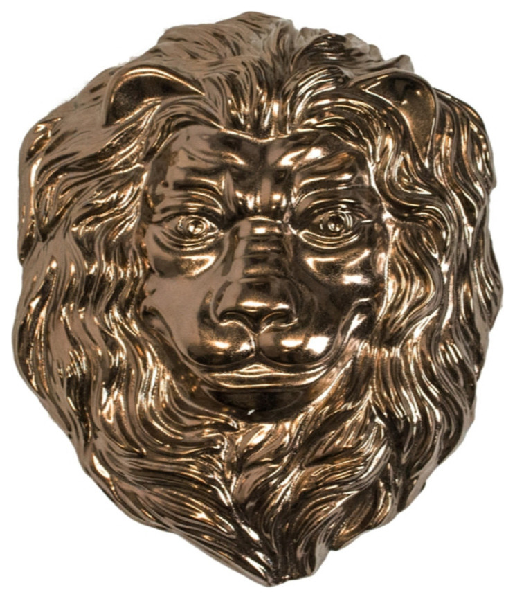 Fearless Ceramic Lion Wall Decor Bronze