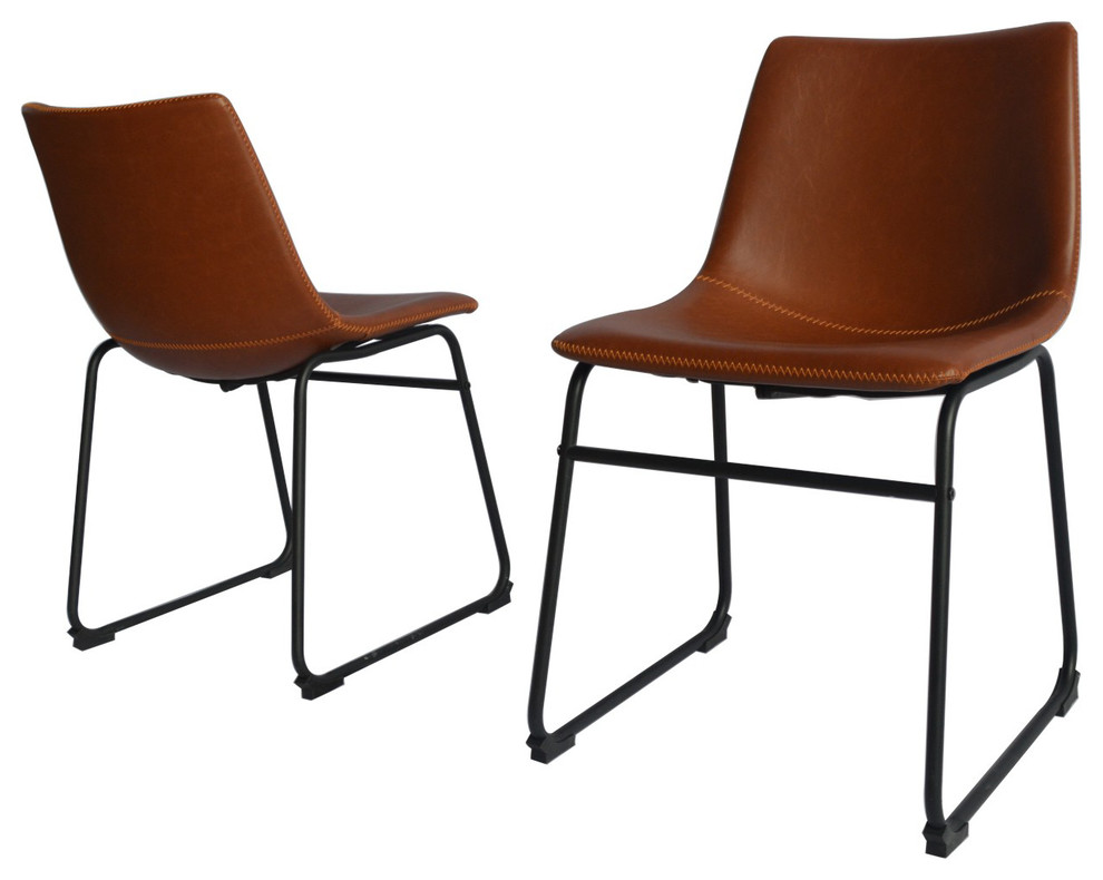 Modern Faux Leather Dining Chair Set Of 2 Industrial Dining Chairs By All In One Furniture