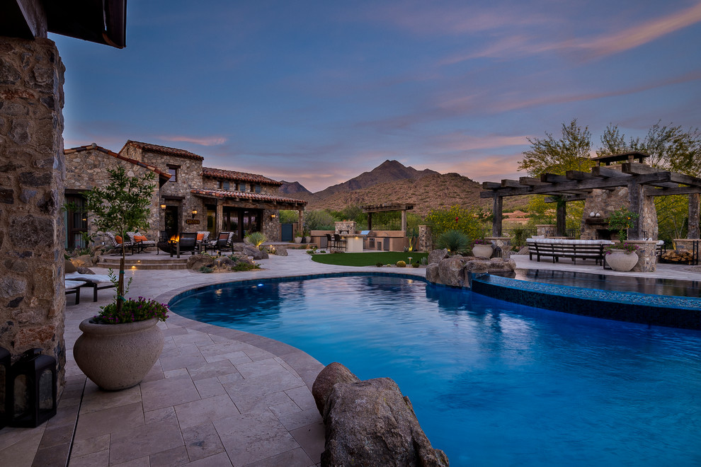 Example of a mountain style pool design in Phoenix