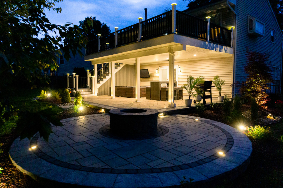Freehold, NJ: Deck & Paver Patio Installation with Fire Feature & Landscaping