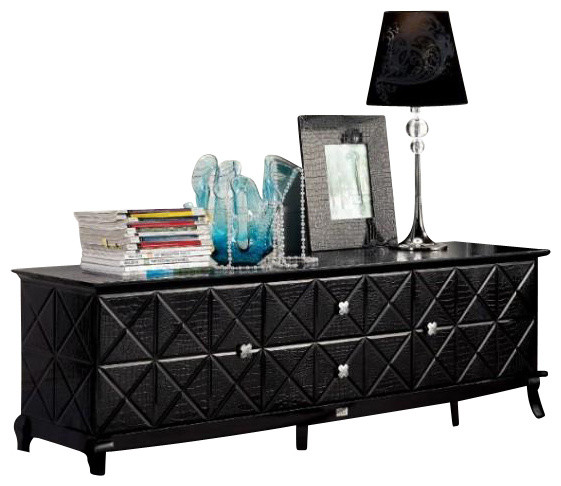Ak538 180 Black Crocodile Lacquer Entertainment Console Ak538 180 Black Crocodile Lacquer Entertainment Console Centers And Tv Stands By New York Furniture Outlets Inc