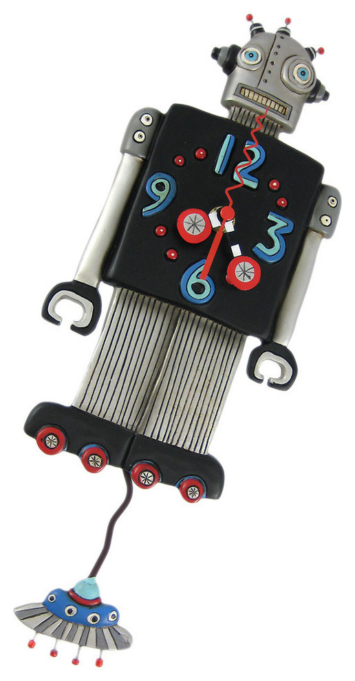 Allen Designs Roboto Robot Pendulum Wall Clock