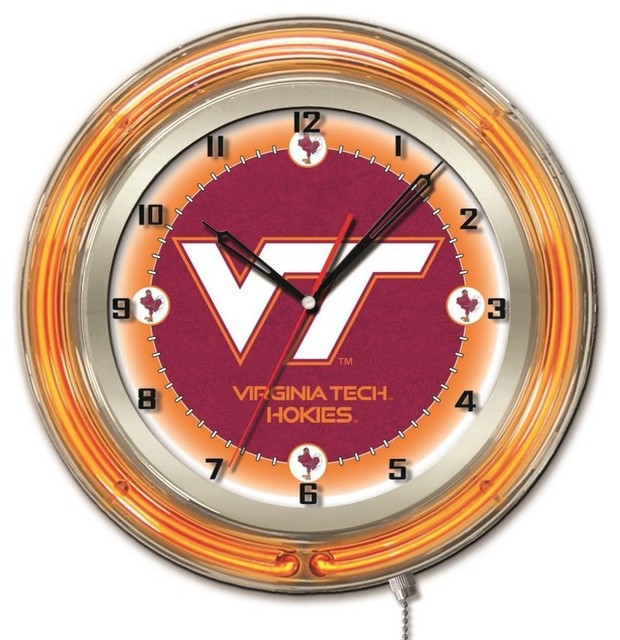 Virginia Tech 19" Neon Clock Contemporary Wall Clocks by Holland