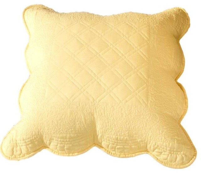 Tache Yellow Matelasse Buttercup Puffs Cotton Quilted Pillow Euro Shams Contemporary Pillowcases And Shams By Tache Home Fashion