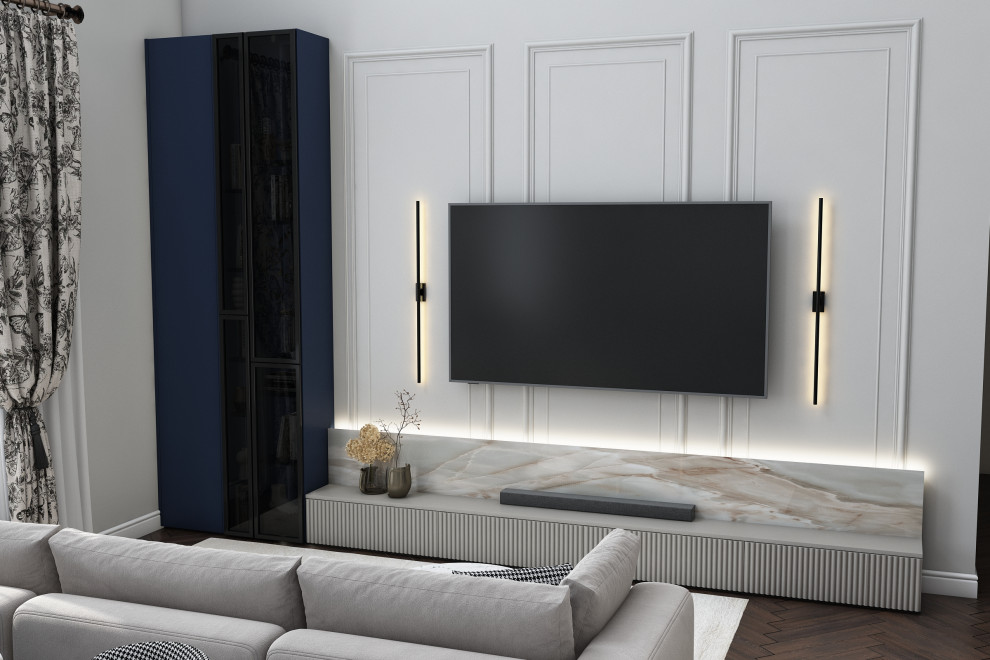 Кухня-гостиная в коттедже 1