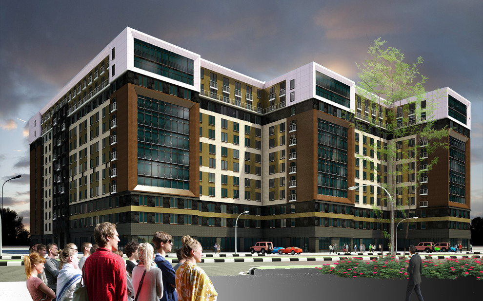 Эскизный проект фасадов многоэтажного жилого дома