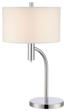 Table Lamp, Chrome/Kraft Shade, E27 Type Cfl 23W,Dci