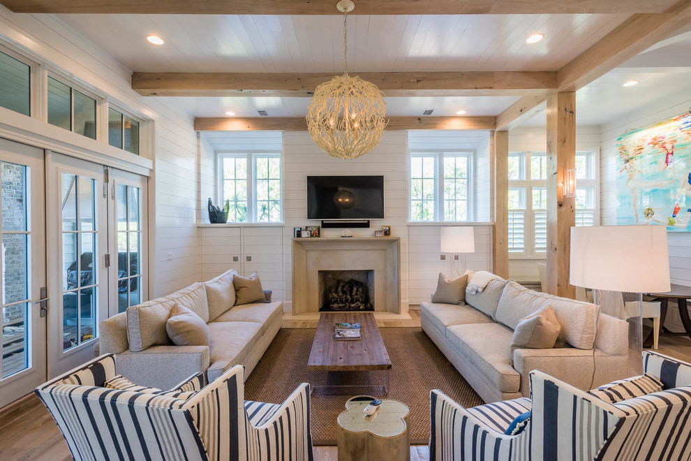 Photo of a beach style family room in Atlanta.