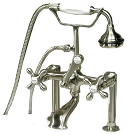 Clawfoot Tub Faucet Hand Held Shower 6 Deck Mount Risers Clawfoot Tub Faucet Hand Held Shower 6 Deck Mount Risers Brushed