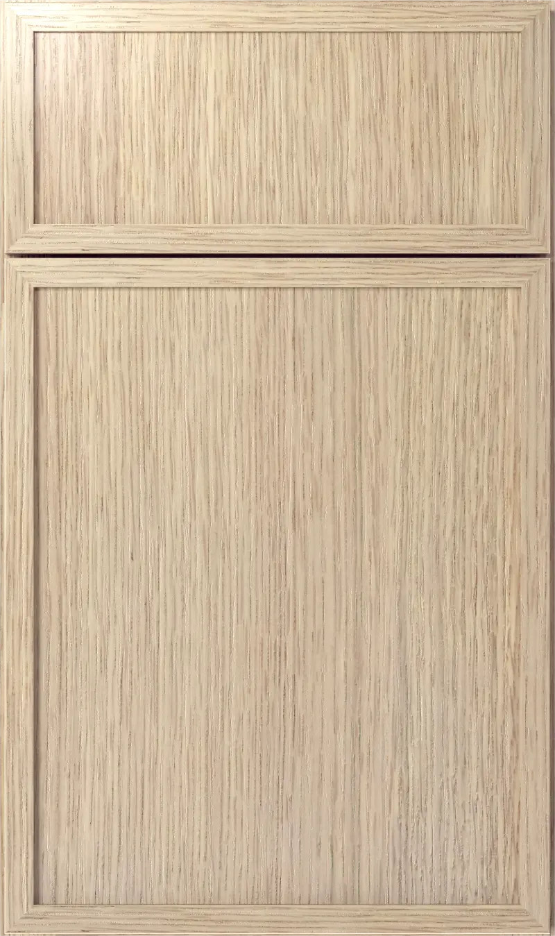 Desert Oak rift cut white oak Slim Shaker cabinet door with narrow frame, recessed flat panel, and clean contemporary lines