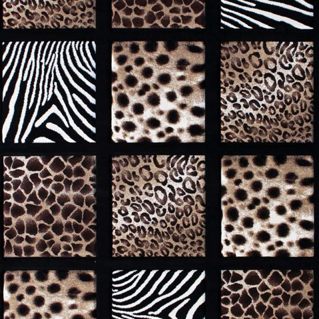 Menagerie Collection Modern Animal Print Olefin Area Rug, Black, 5' X 7'