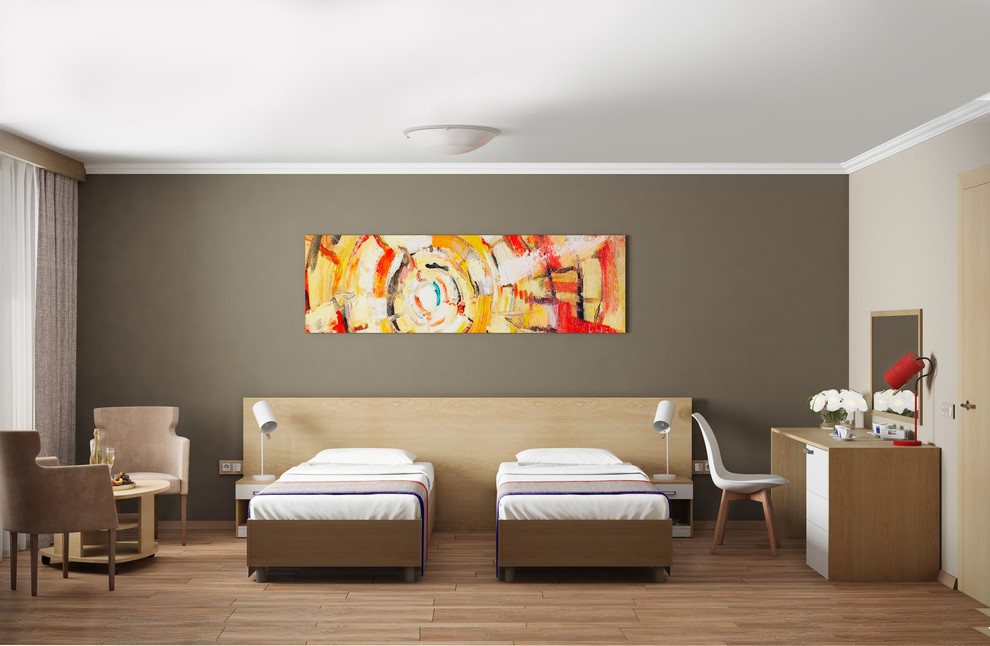 Интерьер спальни с кабинетом