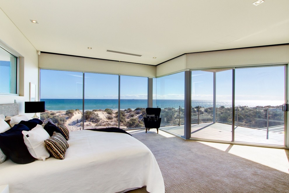 This is an example of a contemporary bedroom in Adelaide.